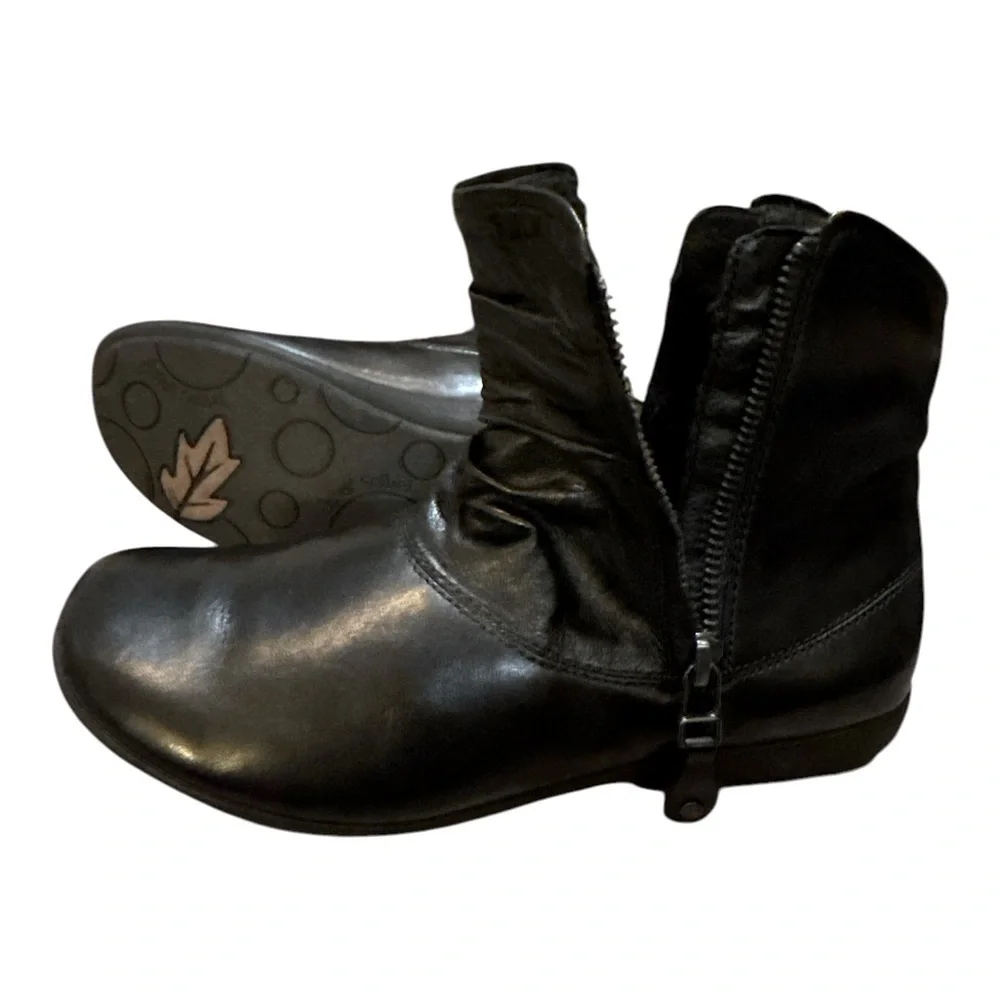 Josef Seibel Black Leather Ruched Ankle Boots | EU 36 (US 5–5.5) | NWT